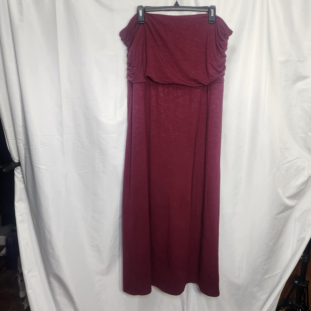 J. Jill Women's Long Dress Strapless Maroon Stretch Casual Boho WeddingS Sz 3XL - Picture 5 of 11